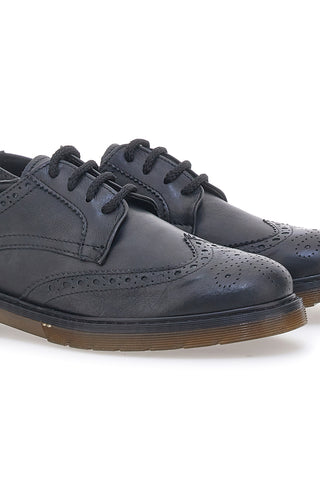 Scarpe Stringate Nere Con Lavorazione Duilio In Vera Pelle Claremorris 801