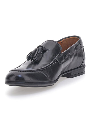Schwarze Loafer aus Leder mit Quaste, hergestellt in Italien, PITTARELLO 071