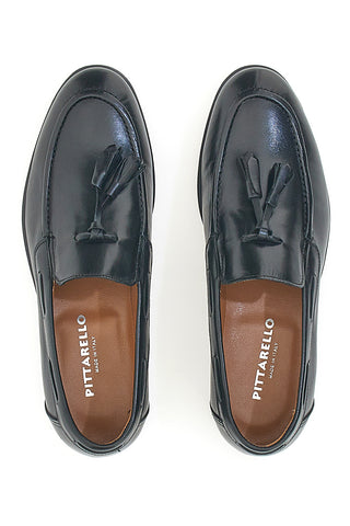 Schwarze Loafer aus Leder mit Quaste, hergestellt in Italien, PITTARELLO 071