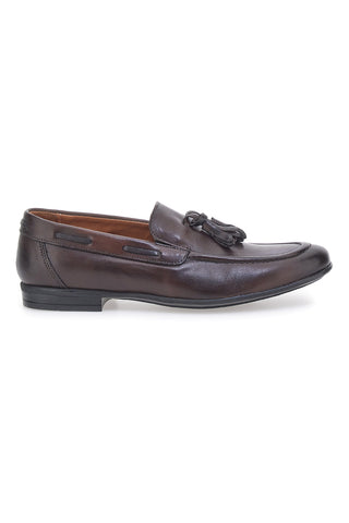 Braune Leder-Loafer mit Quaste, hergestellt in Italien, PITTARELLO 071