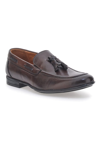 Braune Leder-Loafer mit Quaste, hergestellt in Italien, PITTARELLO 071