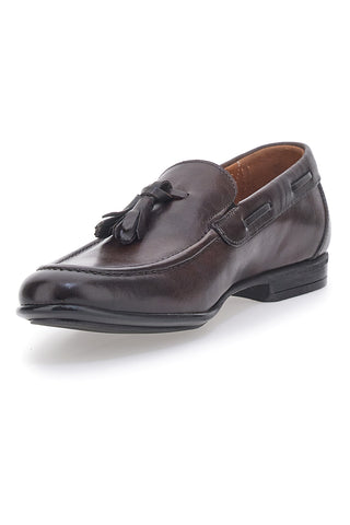 Braune Leder-Loafer mit Quaste, hergestellt in Italien, PITTARELLO 071