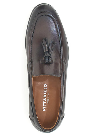 Braune Leder-Loafer mit Quaste, hergestellt in Italien, PITTARELLO 071