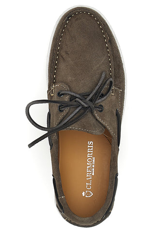 Taupefarbene Mokassins im Bootsstil mit Obermaterial aus Leder. Hergestellt in Italien CLAREMORRIS 2011
