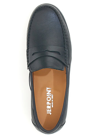 Schwarze Mokassins aus echtem Leder, hergestellt in Italien, Jerpoint 07