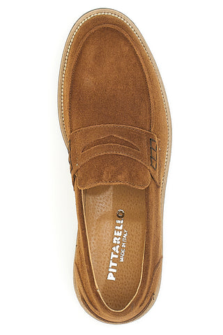 Tabakfarbene Mokassins mit Obermaterial aus Leder, hergestellt in Italien PITTARELLO 8027