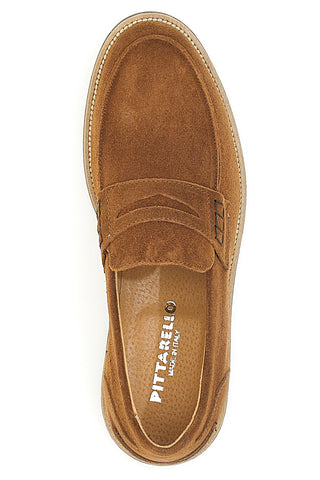 Tabakfarbene Mokassins mit Obermaterial aus Leder, hergestellt in Italien PITTARELLO 8027