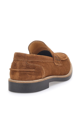 Tabakfarbene Mokassins mit Obermaterial aus Leder, hergestellt in Italien PITTARELLO 8027