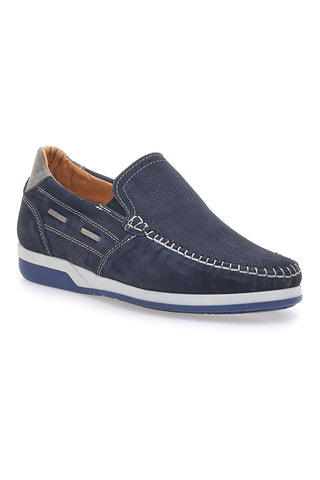 Blaue Mokassins aus Nubukleder, hergestellt in Italien, JERPOINT 195