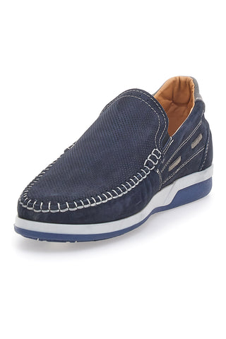 Blaue Mokassins aus Nubukleder, hergestellt in Italien, JERPOINT 195