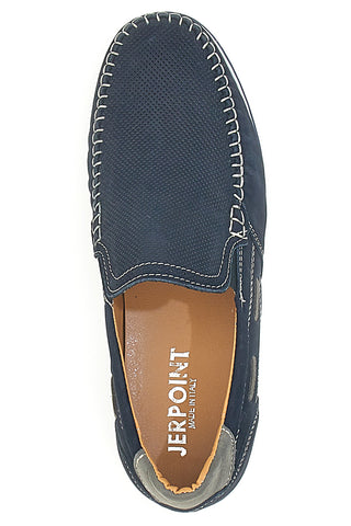 Blaue Mokassins aus Nubukleder, hergestellt in Italien, JERPOINT 195
