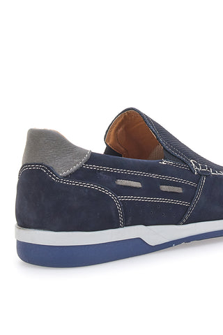 Blaue Mokassins aus Nubukleder, hergestellt in Italien, JERPOINT 195