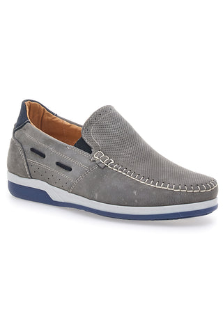 Graue Mokassins aus Nubukleder, hergestellt in Italien, JERPOINT 195