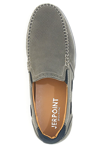 Graue Mokassins aus Nubukleder, hergestellt in Italien, JERPOINT 195