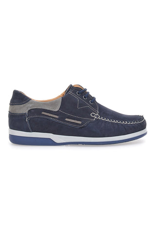 Blaue Schnürschuhe mit Obermaterial aus echtem Nubukleder JERPOINT 3410