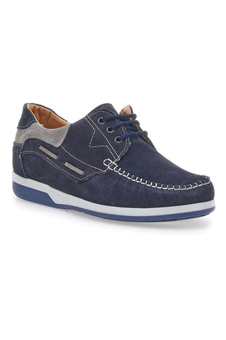 Blaue Schnürschuhe mit Obermaterial aus echtem Nubukleder JERPOINT 3410