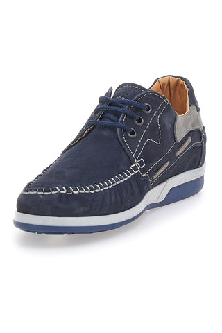 Blaue Schnürschuhe mit Obermaterial aus echtem Nubukleder JERPOINT 3410