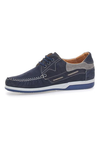 Blaue Schnürschuhe mit Obermaterial aus echtem Nubukleder JERPOINT 3410