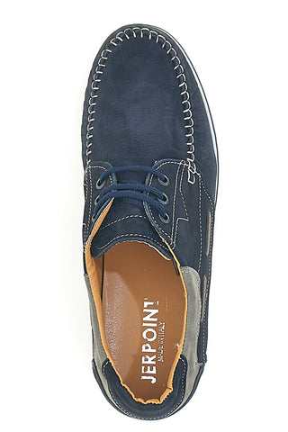 Blaue Schnürschuhe mit Obermaterial aus echtem Nubukleder JERPOINT 3410