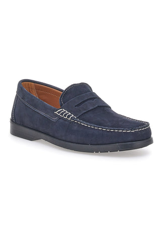 Mocassini Blu con Tomaia in Pelle Nabuk Made in Italy JERPOINT 195