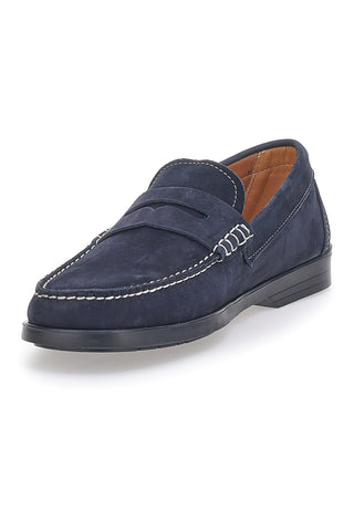 Mocassini Blu con Tomaia in Pelle Nabuk Made in Italy JERPOINT 195