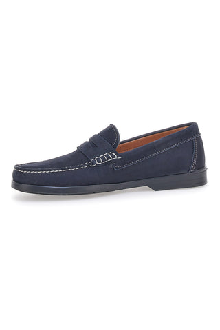 Mocassini Blu con Tomaia in Pelle Nabuk Made in Italy JERPOINT 195