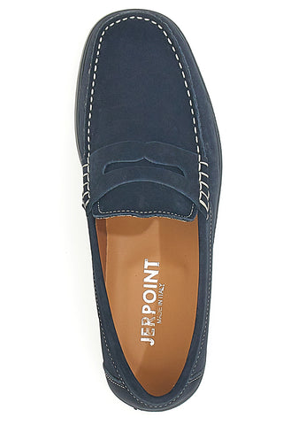 Mocassini Blu con Tomaia in Pelle Nabuk Made in Italy JERPOINT 195