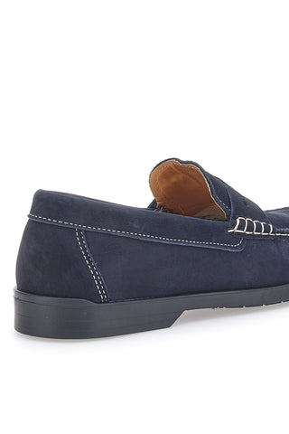 Mocassini Blu con Tomaia in Pelle Nabuk Made in Italy JERPOINT 195