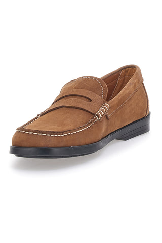 Mocassini Cuoio con Tomaia in Pelle Nabuk Made in Italy JERPOINT 195