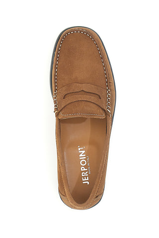 Mocassini Cuoio con Tomaia in Pelle Nabuk Made in Italy JERPOINT 195