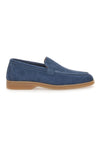 Blaue Loafer mit Obermaterial aus Wildleder, echtes Leder, PRT 2070
