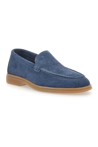 Blaue Loafer mit Obermaterial aus Wildleder, echtes Leder, PRT 2070