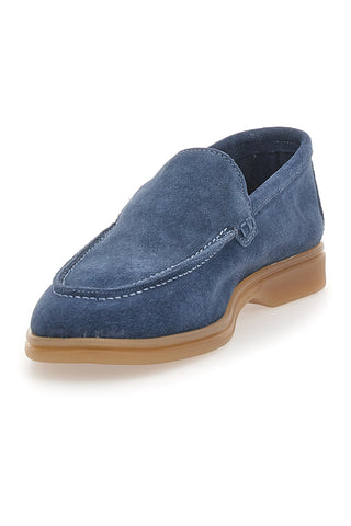 Blaue Loafer mit Obermaterial aus Wildleder, echtes Leder, PRT 2070
