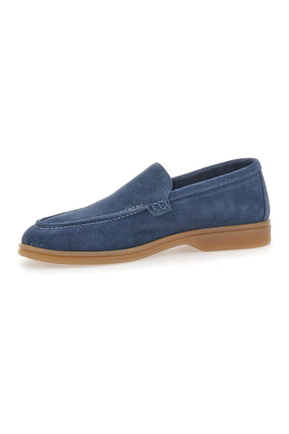Blaue Loafer mit Obermaterial aus Wildleder, echtes Leder, PRT 2070