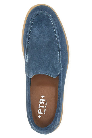 Blaue Loafer mit Obermaterial aus Wildleder, echtes Leder, PRT 2070