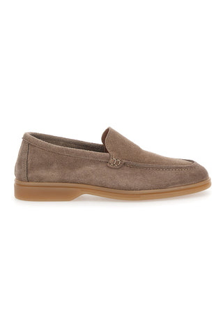 Taubengraue Loafer mit Obermaterial aus Wildleder, echtes Leder, PRT 2070