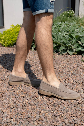 Mocassini Tortora con Tomaia in Suede Vera Pelle PTR 2070