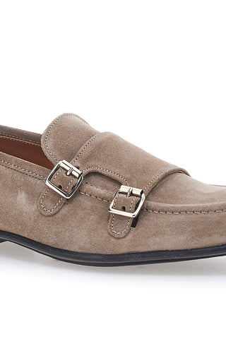 Taubengraue Mokassins mit Doppelschnalle, hergestellt in Italien, PTR 4077