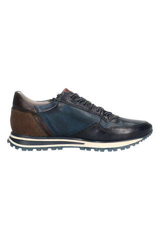 Sneakers blu e marroni in pelle con zip laterale Bugatti 331AG8094141
