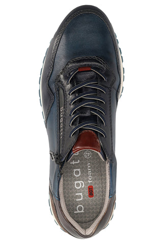 Sneakers blu e marroni in pelle con zip laterale Bugatti 331AG8094141