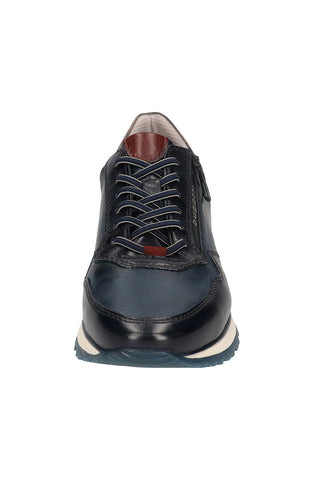 Sneakers blu e marroni in pelle con zip laterale Bugatti 331AG8094141