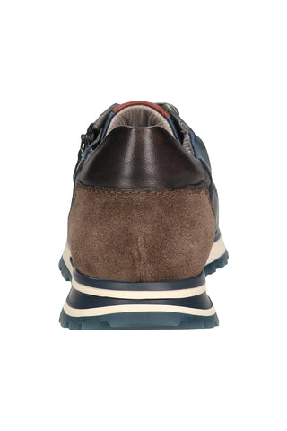 Sneakers blu e marroni in pelle con zip laterale Bugatti 331AG8094141