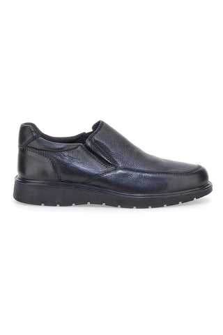 Claremorris 18102995 Schwarze Leder-Slipper mit Gummibändern