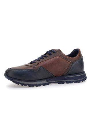 Braune und blaue Leder-Sneaker mit seitlichem Reißverschluss Pittarello eco 25275003