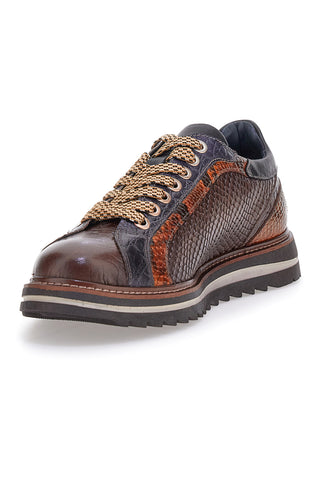 Braune Schnürschuhe mit Schlangenlederoptik und Panzersohle Pittarello Eco 25276002