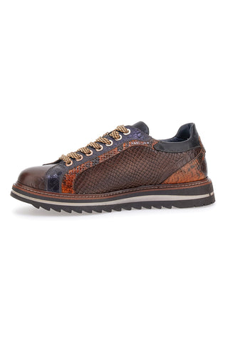 Braune Schnürschuhe mit Schlangenlederoptik und Panzersohle Pittarello Eco 25276002