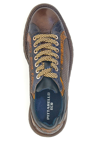 Braune Schnürschuhe mit Schlangenlederoptik und Panzersohle Pittarello Eco 25276002