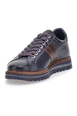 Scarpe stringate blu con inserti effetto pitone e suola carrarmato Pittarello Eco 25276006