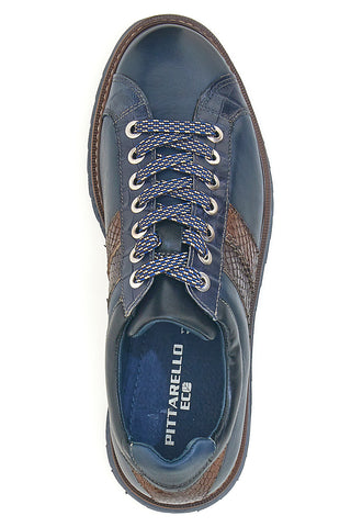 Scarpe stringate blu con inserti effetto pitone e suola carrarmato Pittarello Eco 25276006