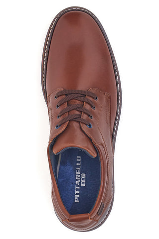 Stringate marroni in pelle con suola a contrasto Pittarello eco 252480002